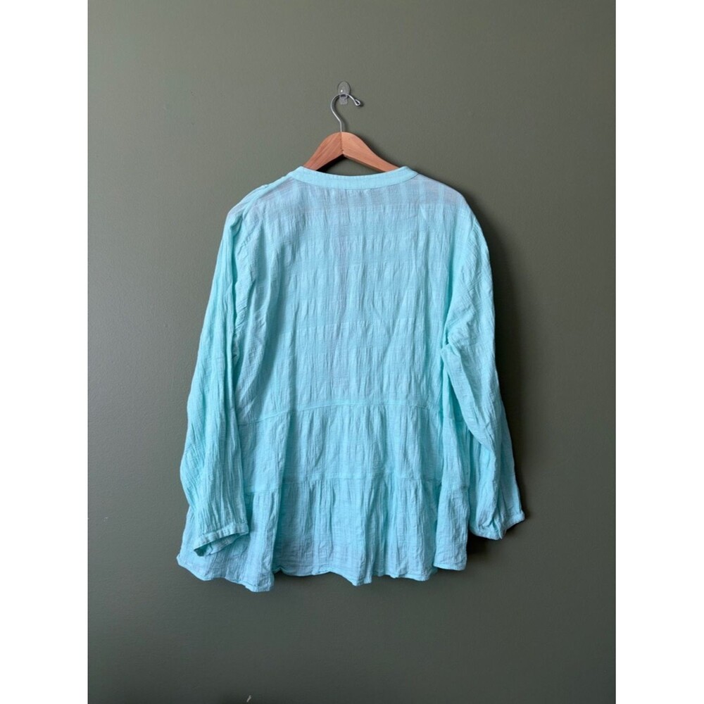Soft Surroundings Gloria Gauze Tunic Blouse Top In Clearwater Blue Sz 3X Plus - Picture 5 of 5